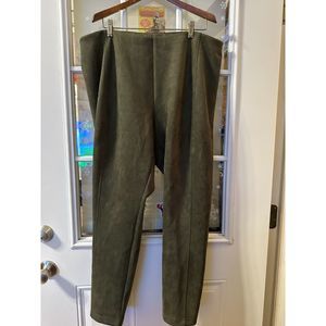 T Tahari Faux Leather Olive Green Pants